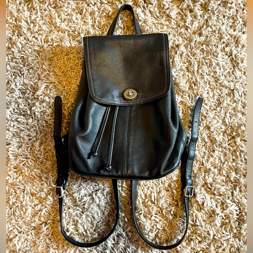 Women’s Coach backpack black leather purse